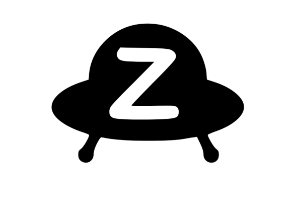 Cute Alien UFO with Playful Mono Z: Graphics & Crafts