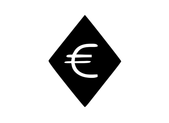 Diamond Shape with Playful Mono Euro Graphics for Crafts