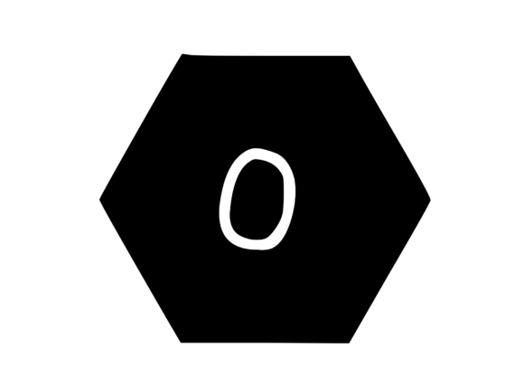 Hexagon Shape with Playful Mono 0 Graphics for Crafts