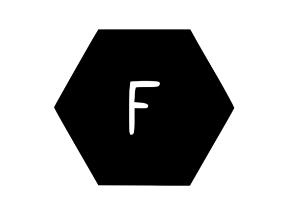 Hexagon Shape with Playful Mono F Graphics for Crafts