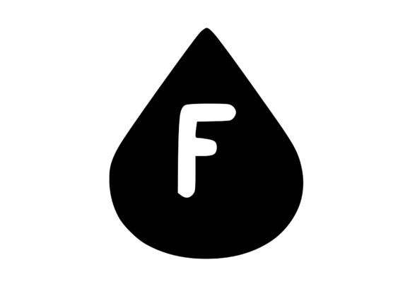 Water Droplet with Playful Mono F Graphics for Crafts